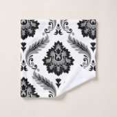 Rococo Damast Patroon Grijs Zwart Wit Bad Handdoek (Wasdoekje)