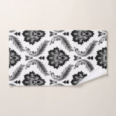 Rococo Damast Patroon Grijs Zwart Wit Bad Handdoek (Handdoek)