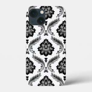 Rococo Damast Patroon Grijs Zwart Wit Case-Mate iPhone Case