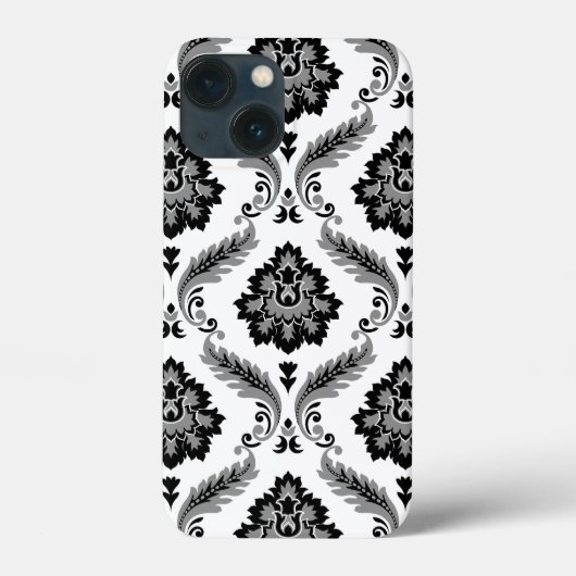 Rococo Damast Patroon Grijs Zwart Wit Case-Mate iPhone Case (Achterkant)