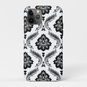 Rococo Damast Patroon Grijs Zwart Wit Case-Mate iPhone Case