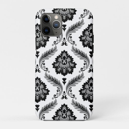 Rococo Damast Patroon Grijs Zwart Wit Case-Mate iPhone Case (Achterkant)