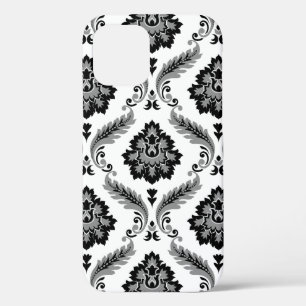 Rococo Damast Patroon Grijs Zwart Wit Case-Mate iPhone Case
