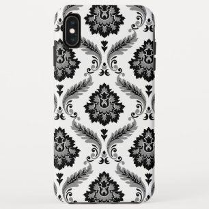 Rococo Damast Patroon Grijs Zwart Wit Case-Mate iPhone Case
