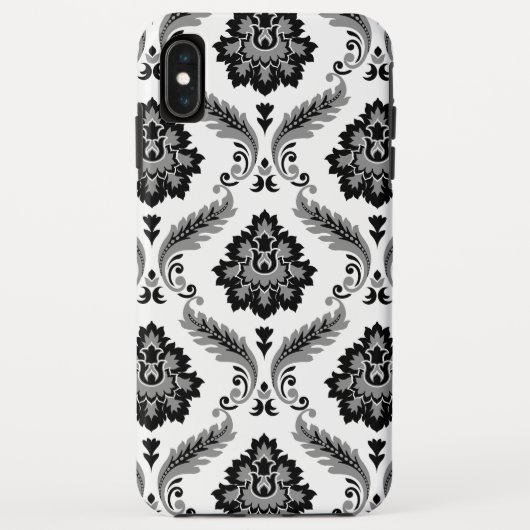 Rococo Damast Patroon Grijs Zwart Wit Case-Mate iPhone Case (Achterkant)
