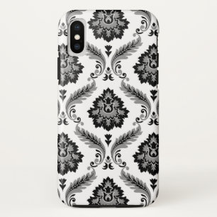 Rococo Damast Patroon Grijs Zwart Wit Case-Mate iPhone Case