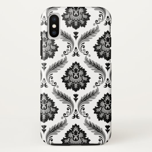 Rococo Damast Patroon Grijs Zwart Wit Case-Mate iPhone Case (Achterkant)