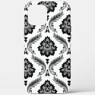 Rococo Damast Patroon Grijs Zwart Wit Case-Mate iPhone Case