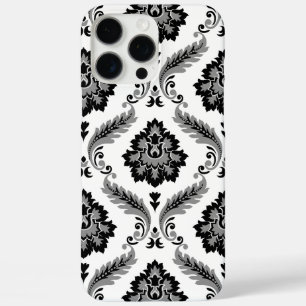 Rococo Damast Patroon Grijs Zwart Wit iPhone 16 Pro Max Hoesje