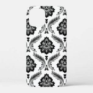 Rococo Damast Patroon Grijs Zwart Wit Case-Mate iPhone Case