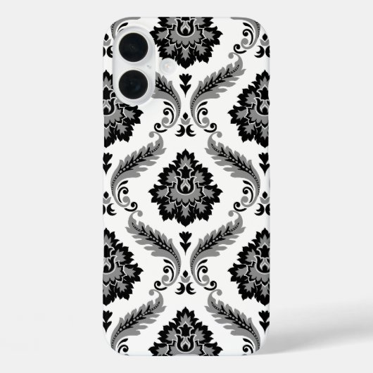 Rococo Damast Patroon Grijs Zwart Wit Case-Mate iPhone Case (Achterkant)