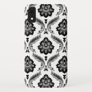 Rococo Damast Patroon Grijs Zwart Wit Case-Mate iPhone Case