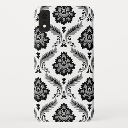 Rococo Damast Patroon Grijs Zwart Wit Case-Mate iPhone Case (Achterkant)