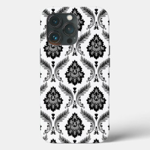 Rococo Damast Patroon Grijs Zwart Wit Case-Mate iPhone Case