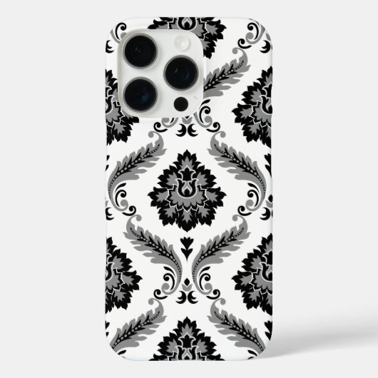 Rococo Damast Patroon Grijs Zwart Wit Case-Mate iPhone Case (Achterkant)
