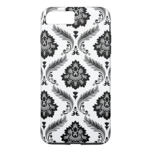 Rococo Damast Patroon Grijs Zwart Wit iPhone 8/7 Plus Hoesje
