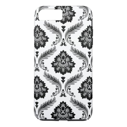 Rococo Damast Patroon Grijs Zwart Wit Case-Mate iPhone Case (Achterkant)