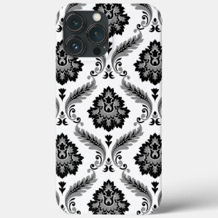 Rococo Damast Patroon Grijs Zwart Wit Case-Mate iPhone Case