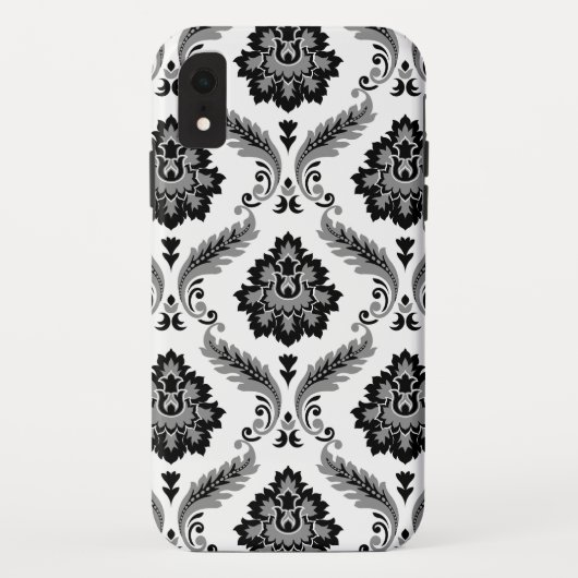 Rococo Damast Patroon Grijs Zwart Wit Case-Mate iPhone Case (Achterkant)