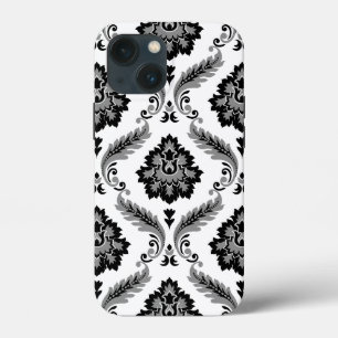 Rococo Damast Patroon Grijs Zwart Wit Case-Mate iPhone Case