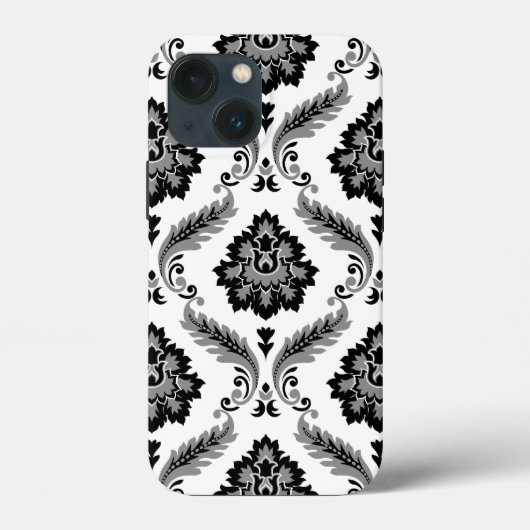 Rococo Damast Patroon Grijs Zwart Wit Case-Mate iPhone Case (Achterkant)