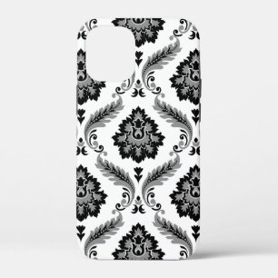 Rococo Damast Patroon Grijs Zwart Wit Case-Mate iPhone Case