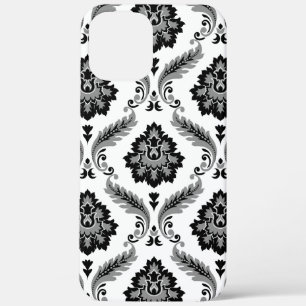 Rococo Damast Patroon Grijs Zwart Wit Case-Mate iPhone Case