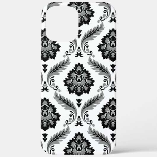 Rococo Damast Patroon Grijs Zwart Wit Case-Mate iPhone Case (Achterkant)
