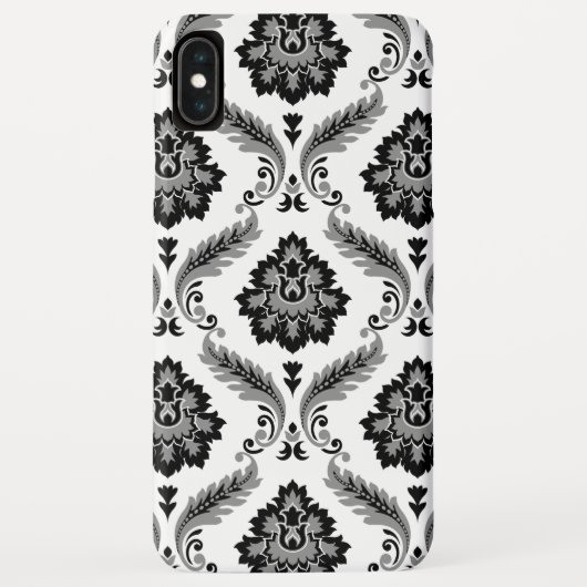 Rococo Damast Patroon Grijs Zwart Wit Case-Mate iPhone Case (Achterkant)