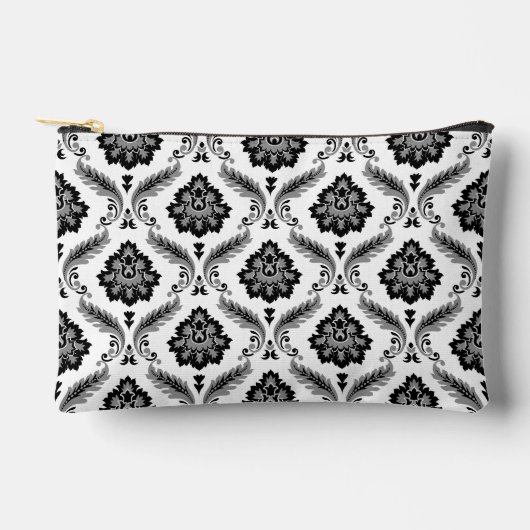 Rococo Damast Patroon Grijs Zwart Wit Etui (Voorkant)