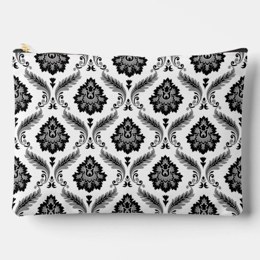 Rococo Damast Patroon Grijs Zwart Wit Etui (Voorkant)