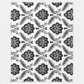 Rococo Damast Patroon Grijs Zwart Wit Fleece Deken (Voorkant)