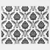Rococo Damast Patroon Grijs Zwart Wit Fleece Deken (Voorkant (Horizontaal))