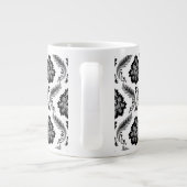 Rococo Damast Patroon Grijs Zwart Wit Grote Koffiekop (Achterkant)