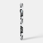 Rococo Damast Patroon Grijs Zwart Wit iPhone 15 Case (Linkerkant)