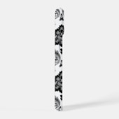 Rococo Damast Patroon Grijs Zwart Wit iPhone 15 Case (Rechterkant)