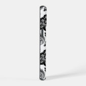 Rococo Damast Patroon Grijs Zwart Wit iPhone 15 Case (Rechterkant)