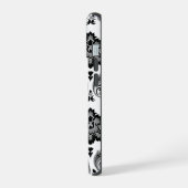 Rococo Damast Patroon Grijs Zwart Wit iPhone 15 Case (Linkerkant)