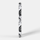 Rococo Damast Patroon Grijs Zwart Wit iPhone Hoesje (Rechterkant)