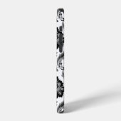 Rococo Damast Patroon Grijs Zwart Wit iPhone Hoesje (Linkerkant)