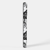 Rococo Damast Patroon Grijs Zwart Wit iPhone Hoesje (Rechterkant)