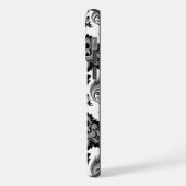 Rococo Damast Patroon Grijs Zwart Wit iPhone Hoesje (Linkerkant)