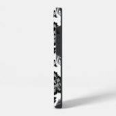 Rococo Damast Patroon Grijs Zwart Wit iPhone Hoesje (Linkerkant)