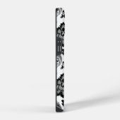 Rococo Damast Patroon Grijs Zwart Wit iPhone Hoesje (Rechterkant)