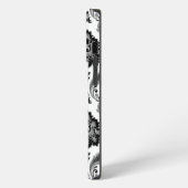 Rococo Damast Patroon Grijs Zwart Wit iPhone Hoesje (Linkerkant)