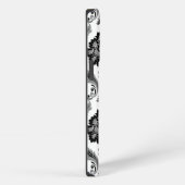 Rococo Damast Patroon Grijs Zwart Wit iPhone Hoesje (Rechterkant)