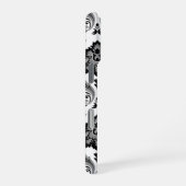 Rococo Damast Patroon Grijs Zwart Wit iPhone Hoesje (Rechterkant)
