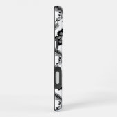 Rococo Damast Patroon Grijs Zwart Wit iPhone Hoesje (Rechterkant)