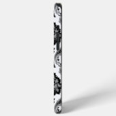 Rococo Damast Patroon Grijs Zwart Wit iPhone Hoesje (Linkerkant)