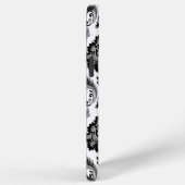 Rococo Damast Patroon Grijs Zwart Wit iPhone Hoesje (Rechterkant)